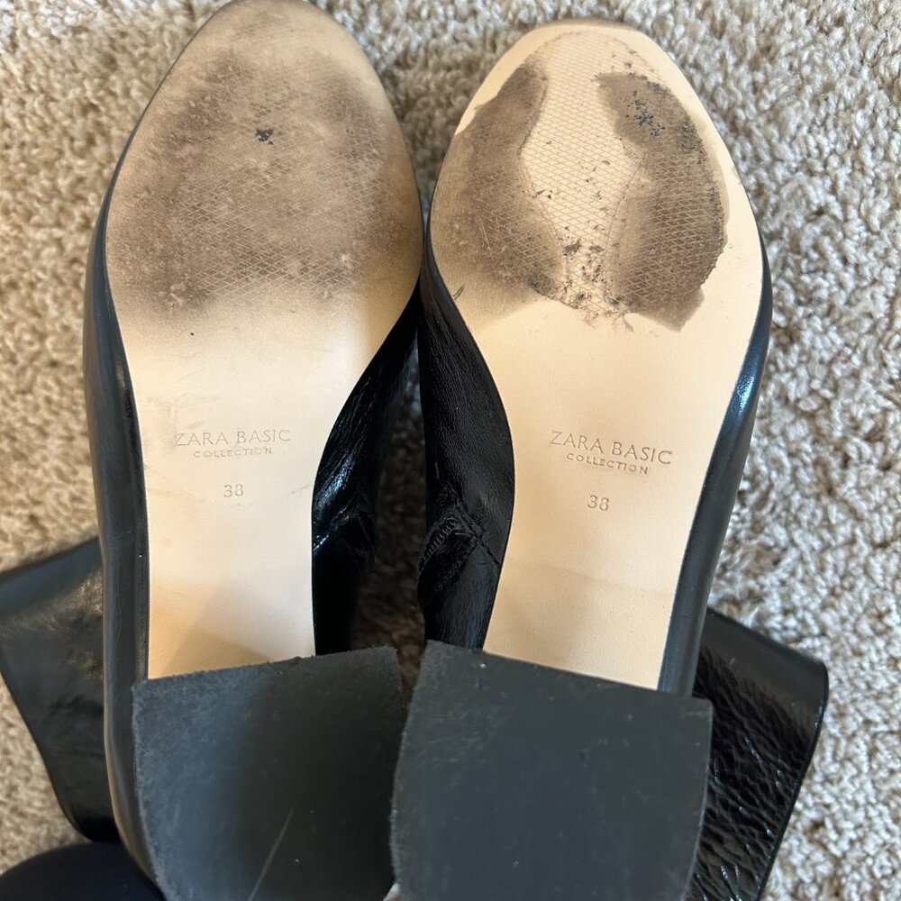 Zara Basic Collection- Black Leather Boots - Size… - image 3